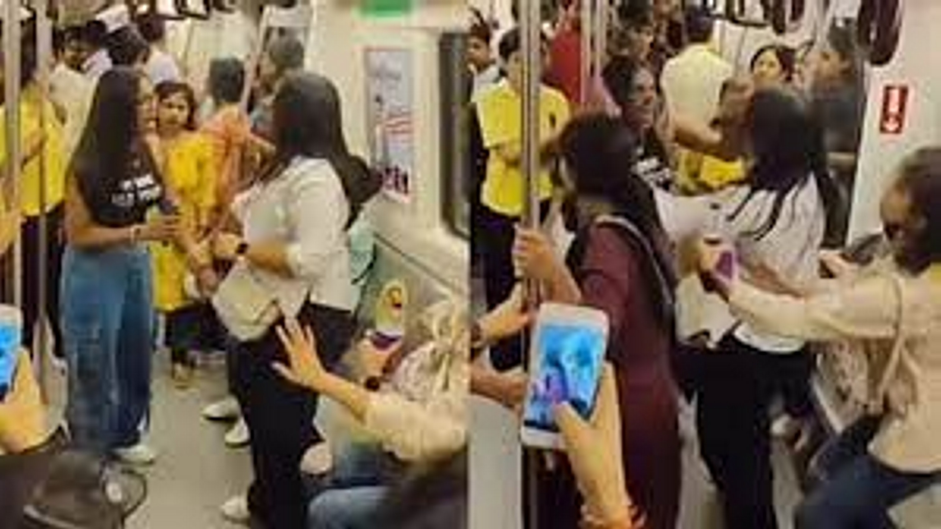 दिल्ली मेट्रो में महिलाओं के बीच जमकर चले लात, घूंसे और थप्पड़