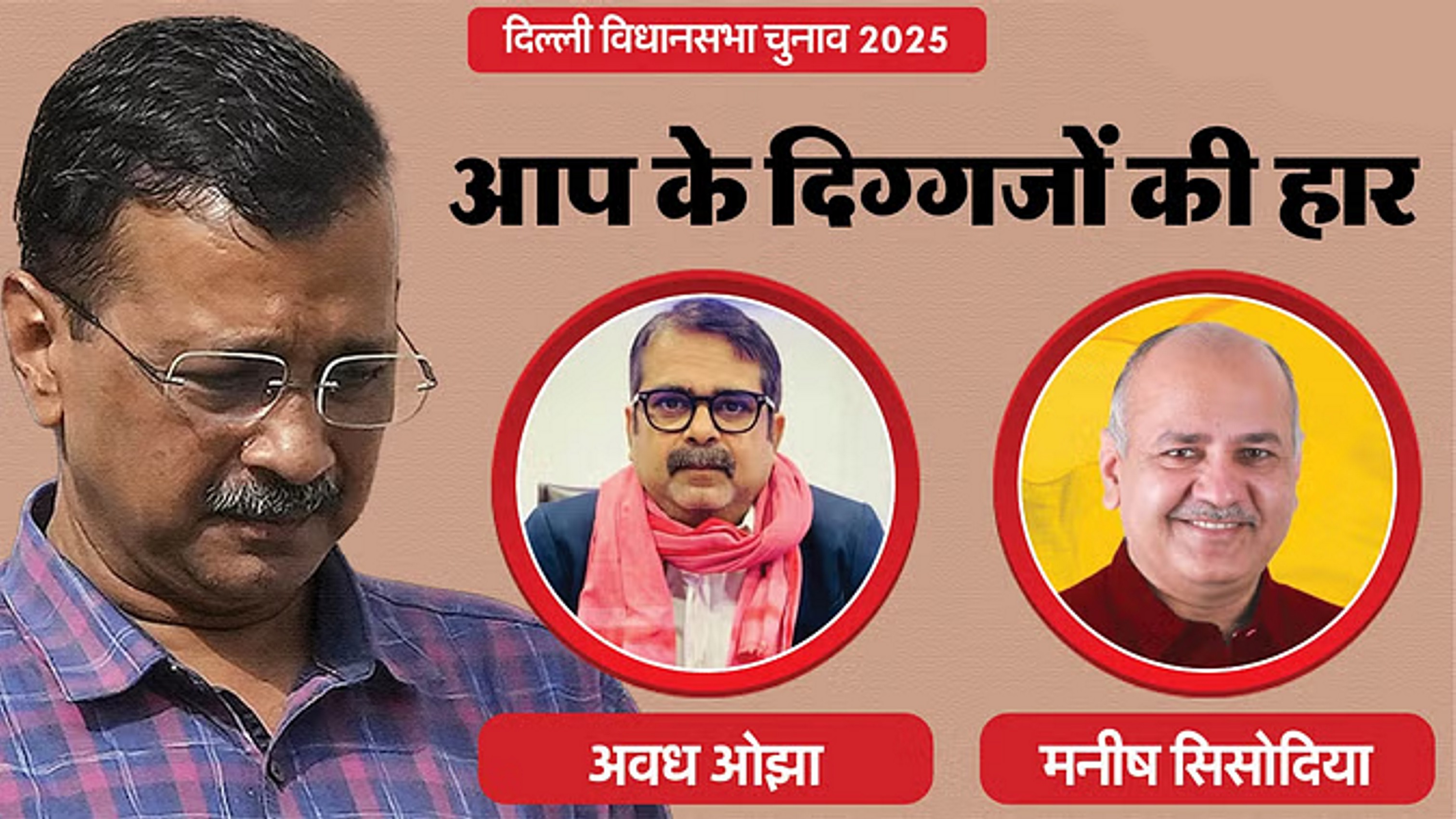 अरविंद केजरीवाल, सिसोदिया और अवध ओझा हारे