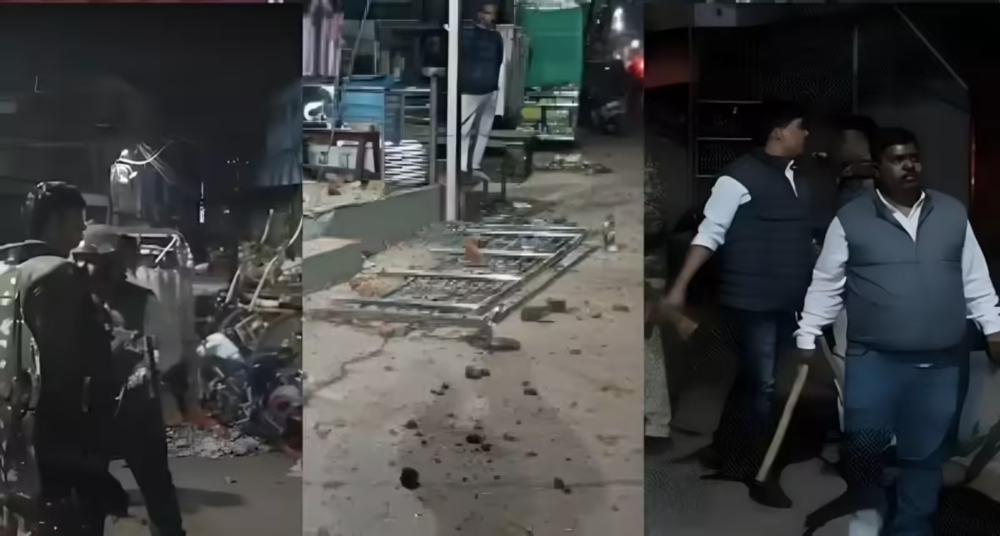 मंदिर में तोड़फोड़ से तनाव, जमकर मारपीट और पथराव